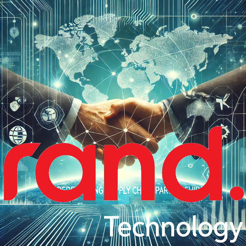 Illustration of two businesspeople shaking hands against a glowing world map, with abstract lines representing interconnected supply chains, symbolizing trust, collaboration, and innovation in global partnerships.